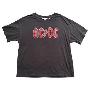 H&M AC/DC Back in Black World Tour Graphic T-Shirt Size M Charcoal Black